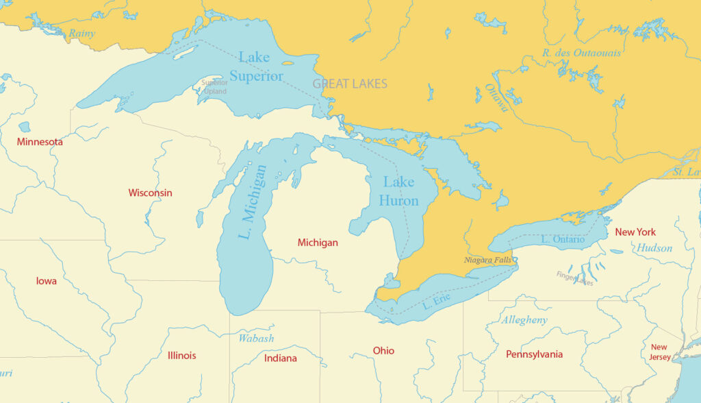 Map of the Great Lakes